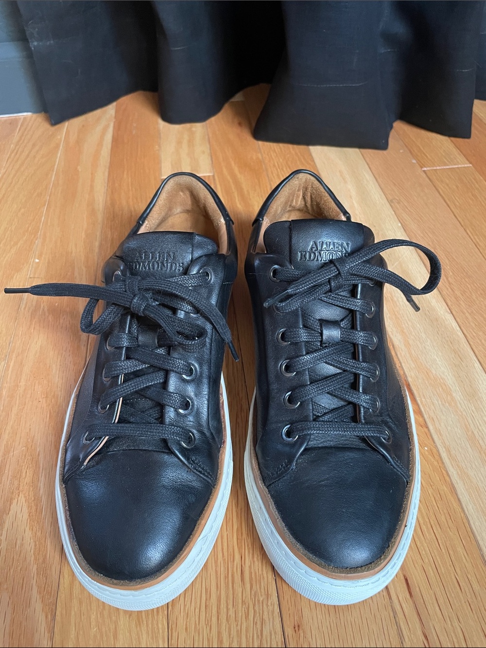 Allen Edmonds Black Leather Sneakers with White Sole